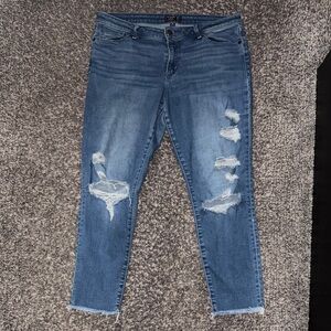Abercrombie & Fitch Distressed Blue Ankle Jeans